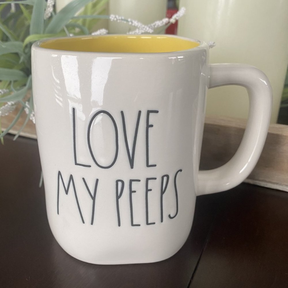 Rae Dunn Mug Love My Peeps White /Yellow